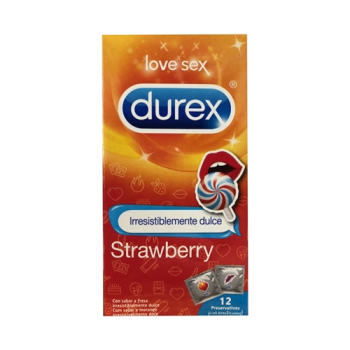 Preservativos Durex Strawberry 12un, Sabor Fresa.