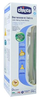 parafarmacia comprar CHICCO Biberón Well-Being VIDRIO 0m+ tetina de látex flujo regular, 240 ml. UNISEX