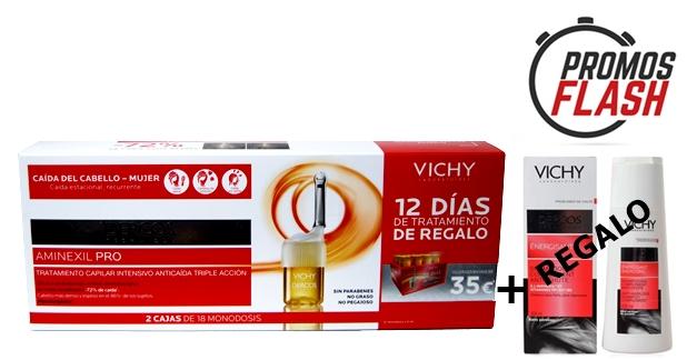 parafarmacia comprar DERCOS  aminexil anticaida mujer 18x6ml. + DERCOS aminexil 400 ml champu -20% de DESCUENTO EN CHAMPU