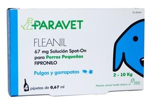 parafarmacia comprar PARAVET  FLEANIL  4 pipetas de 0,67 ml. Perros de  2-10 kgr